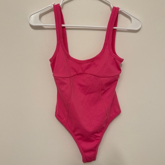 For Love And Lemons Pink Ribbed Bodysuit Size XS Barbie Core Hot Pink - Picture 7 of 7